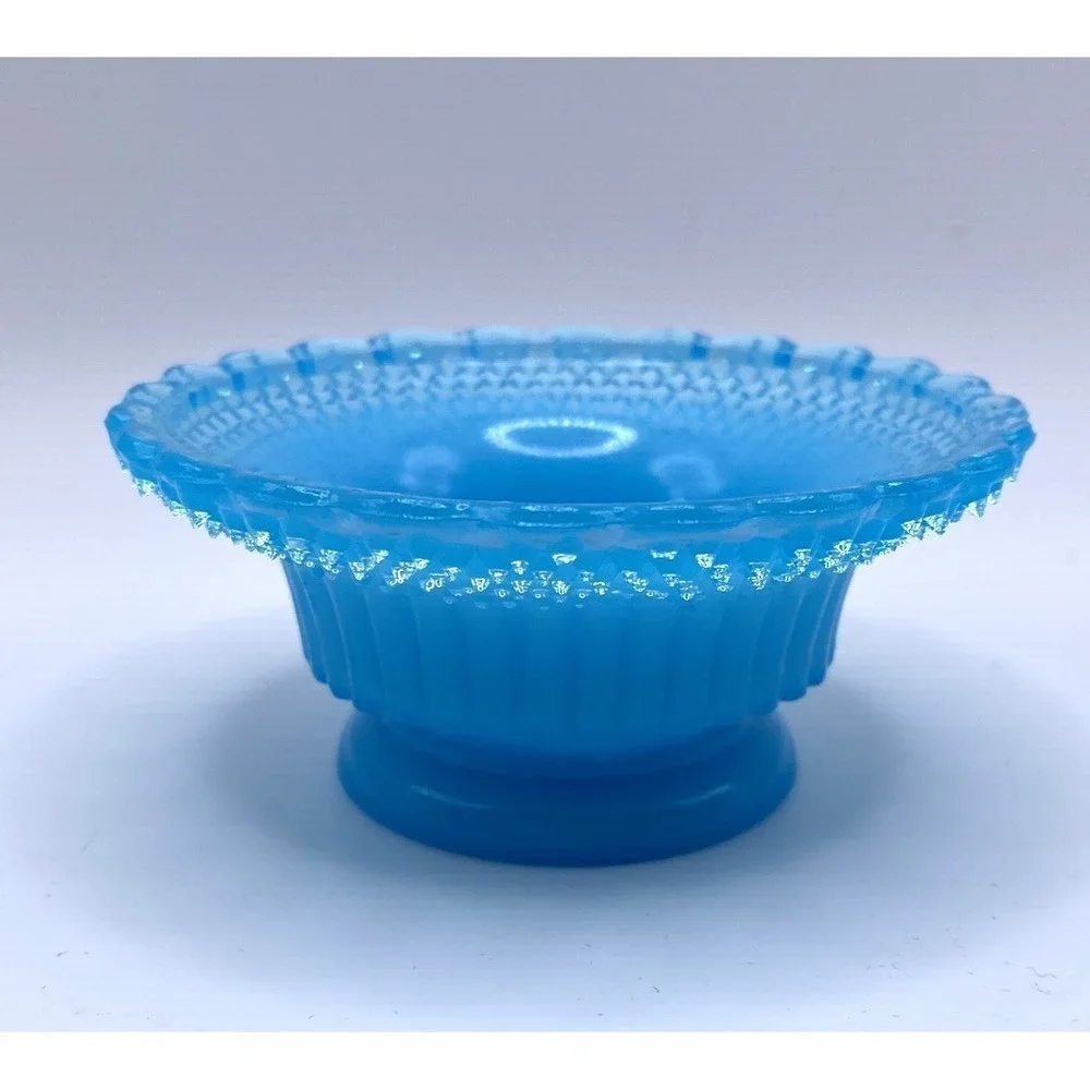 Vintage Degenhart Blue Opal Star Dewdrop Open Salt Cellar 3